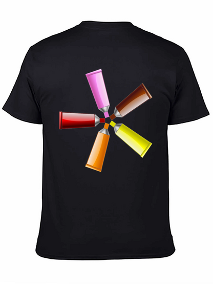 Camiseta Negra con Diseño de Tubos de Pintura