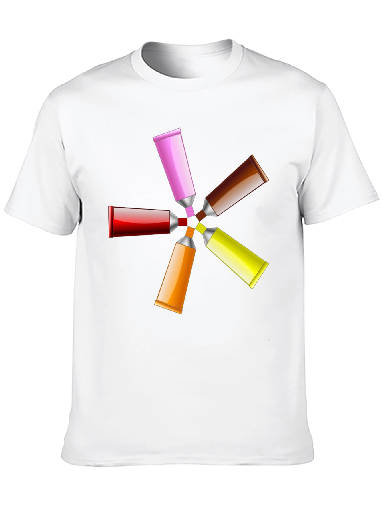 Camiseta Negra con Diseño de Tubos de Pintura