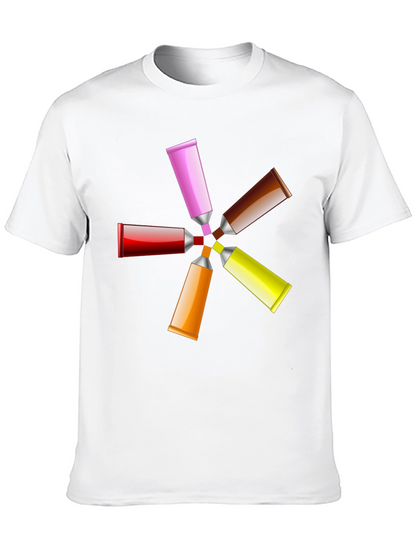 Camiseta Negra con Diseño de Tubos de Pintura