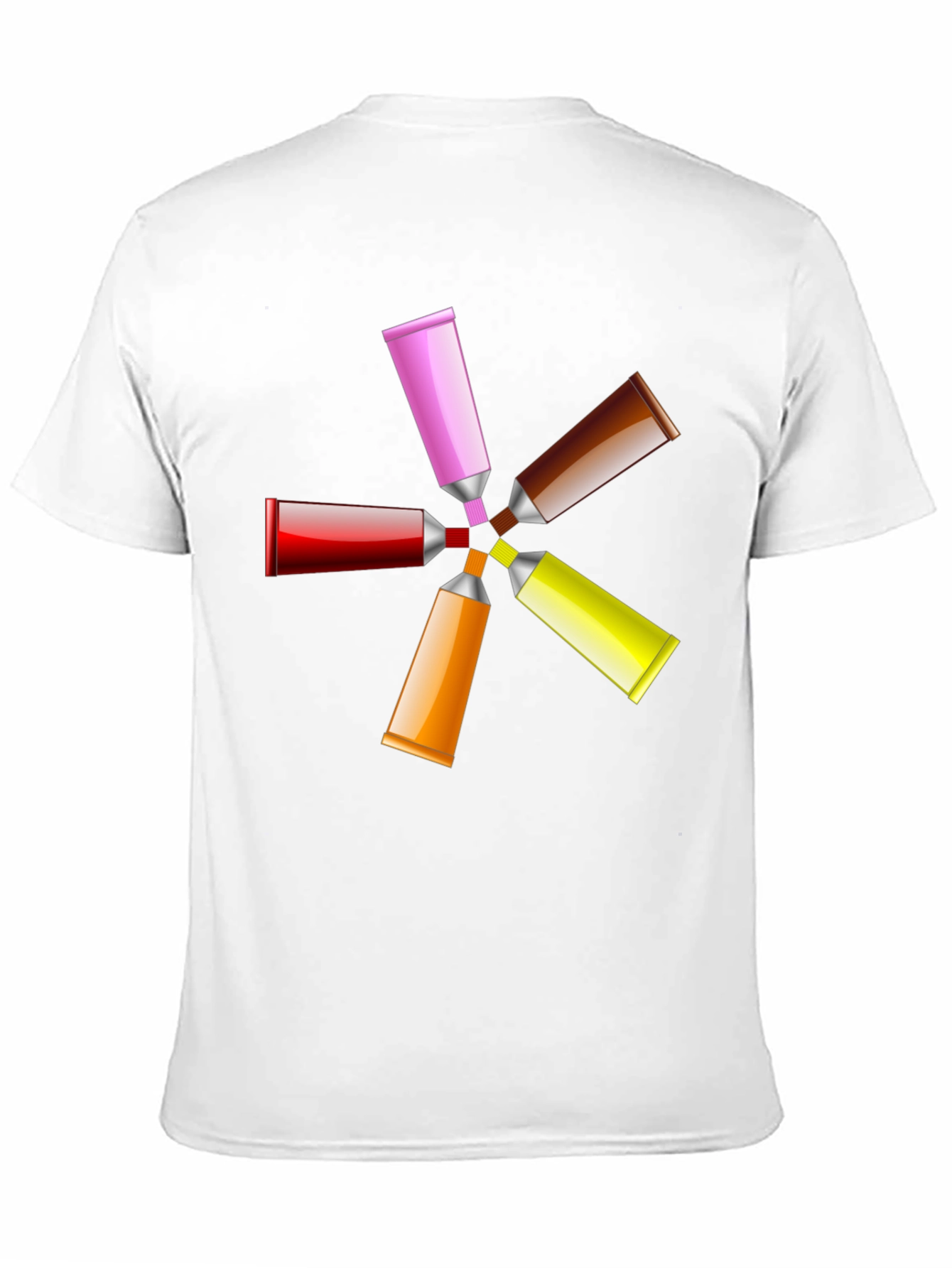 Camiseta Negra con Diseño de Tubos de Pintura