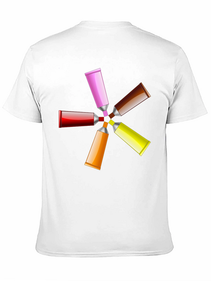 Camiseta Negra con Diseño de Tubos de Pintura