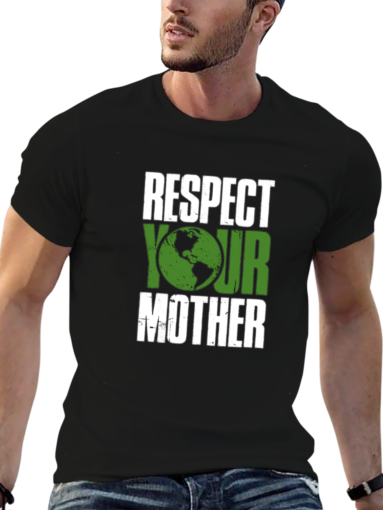 Camiseta Negra Respeta a tu Madre - Tierra