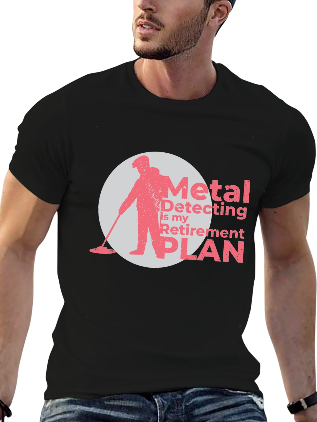 Camiseta Negra con Diseño de Detector de Metales