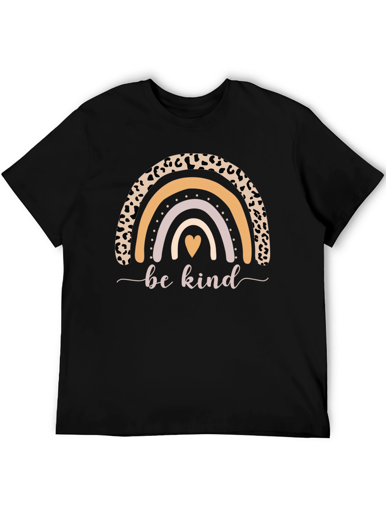 Camiseta Negra Be Kind Arcoíris Estampado