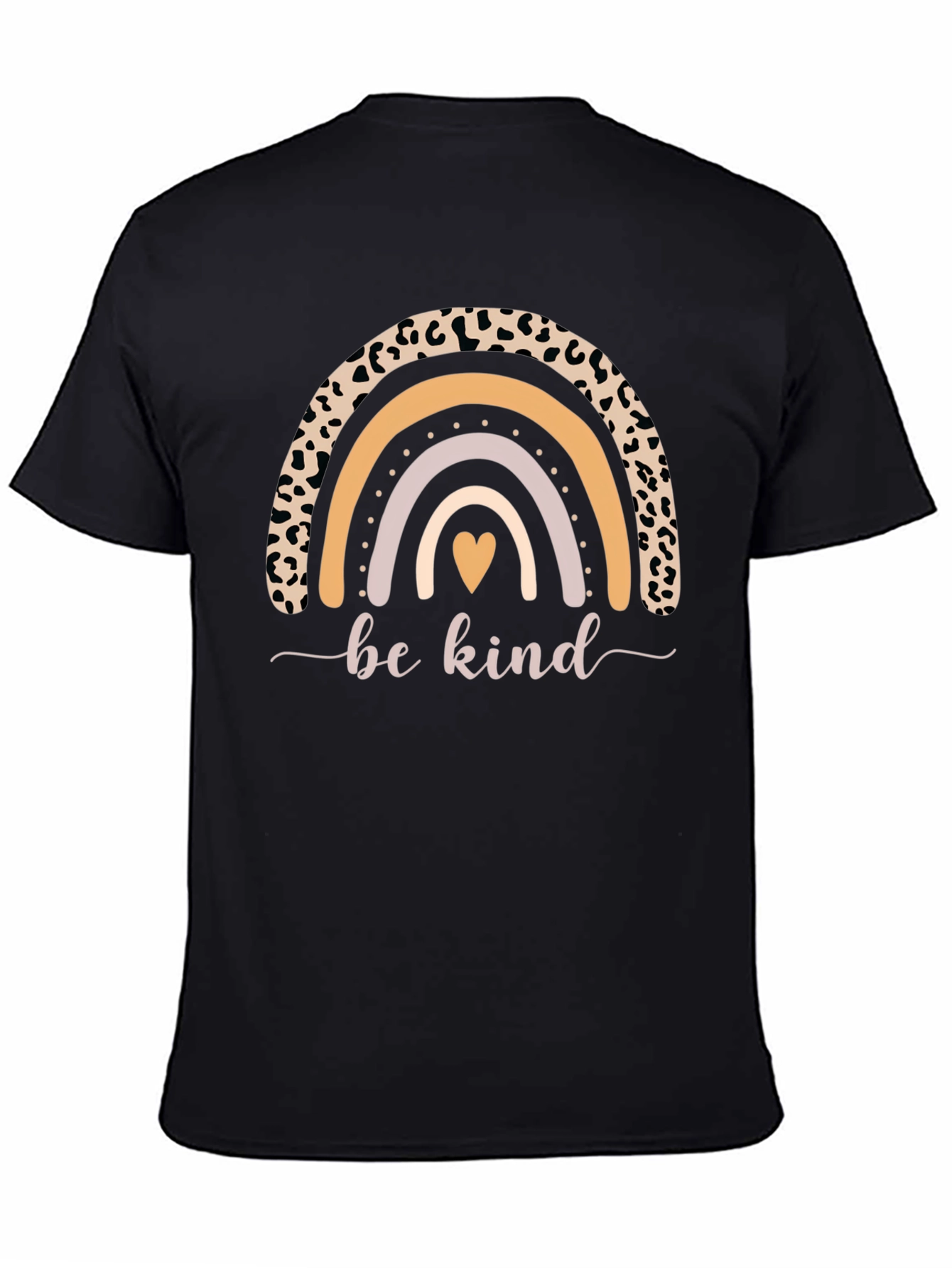 Camiseta Negra Be Kind Arcoíris Estampado