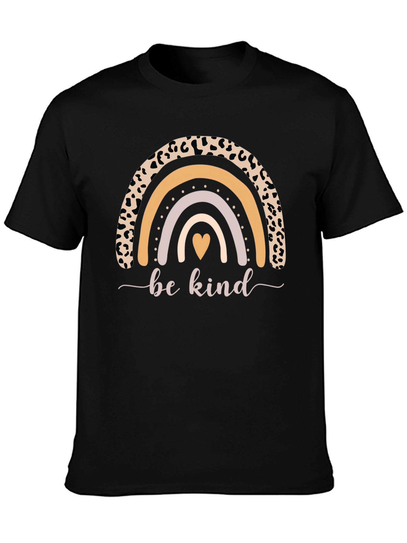 Camiseta Negra Be Kind Arcoíris Estampado