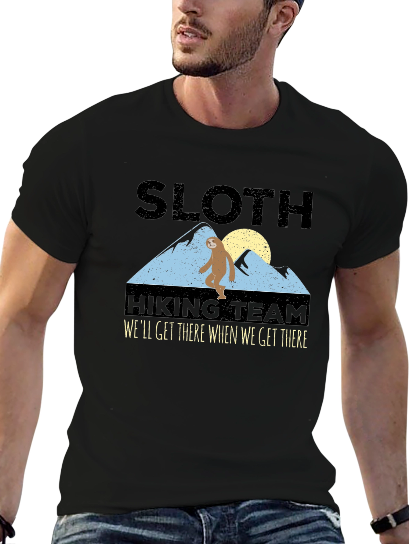 Camiseta Negra: Sloth Hiking Team