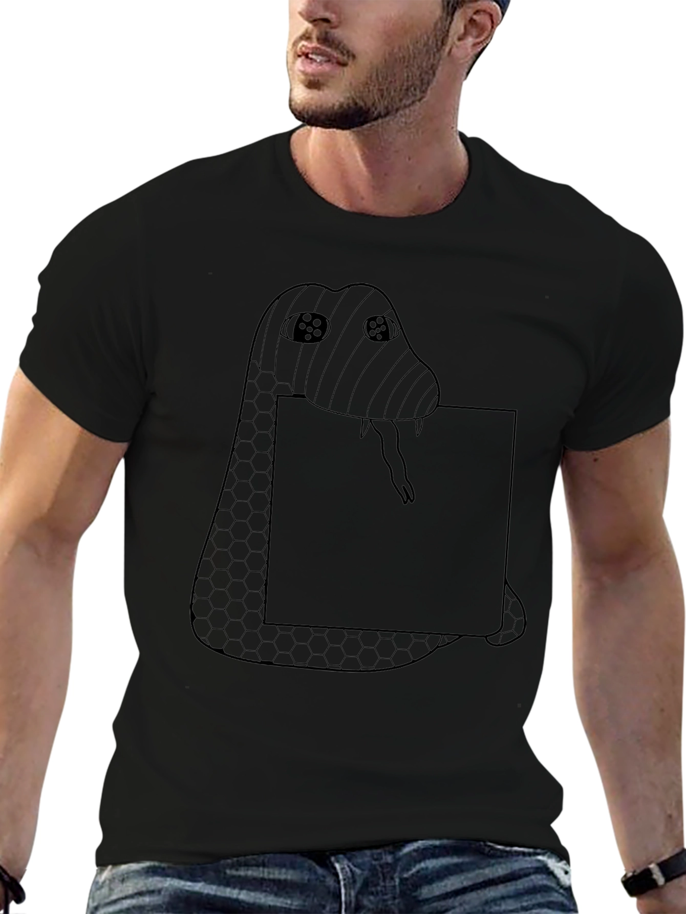 Camiseta Negra con Diseño de Serpiente Original