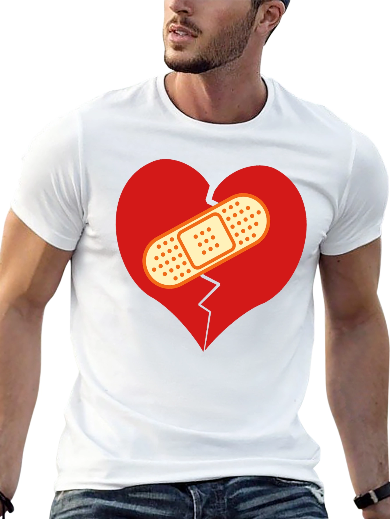 Camiseta Negra Corazón Roto Vendado