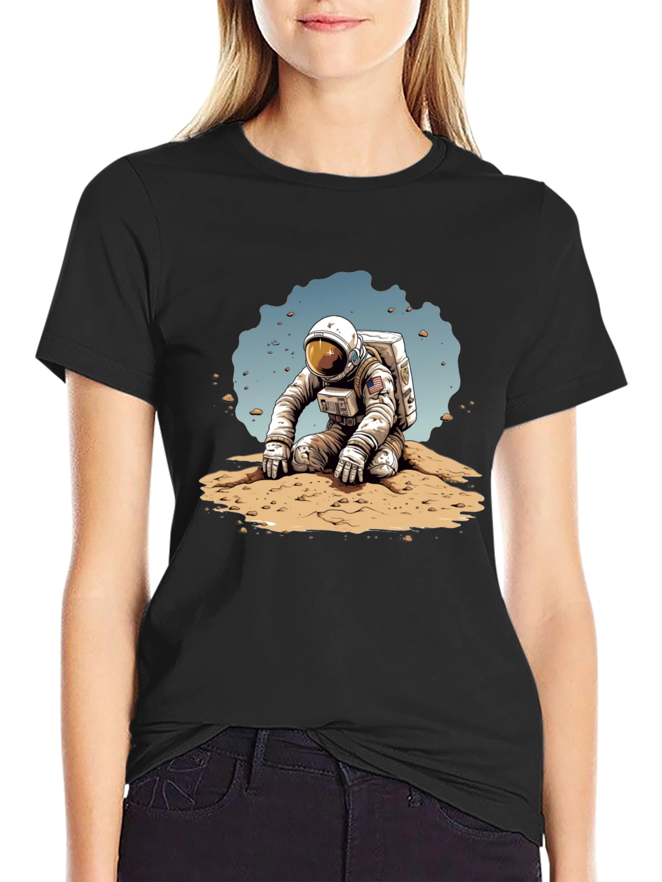 Camiseta Negra con Diseño de Astronauta