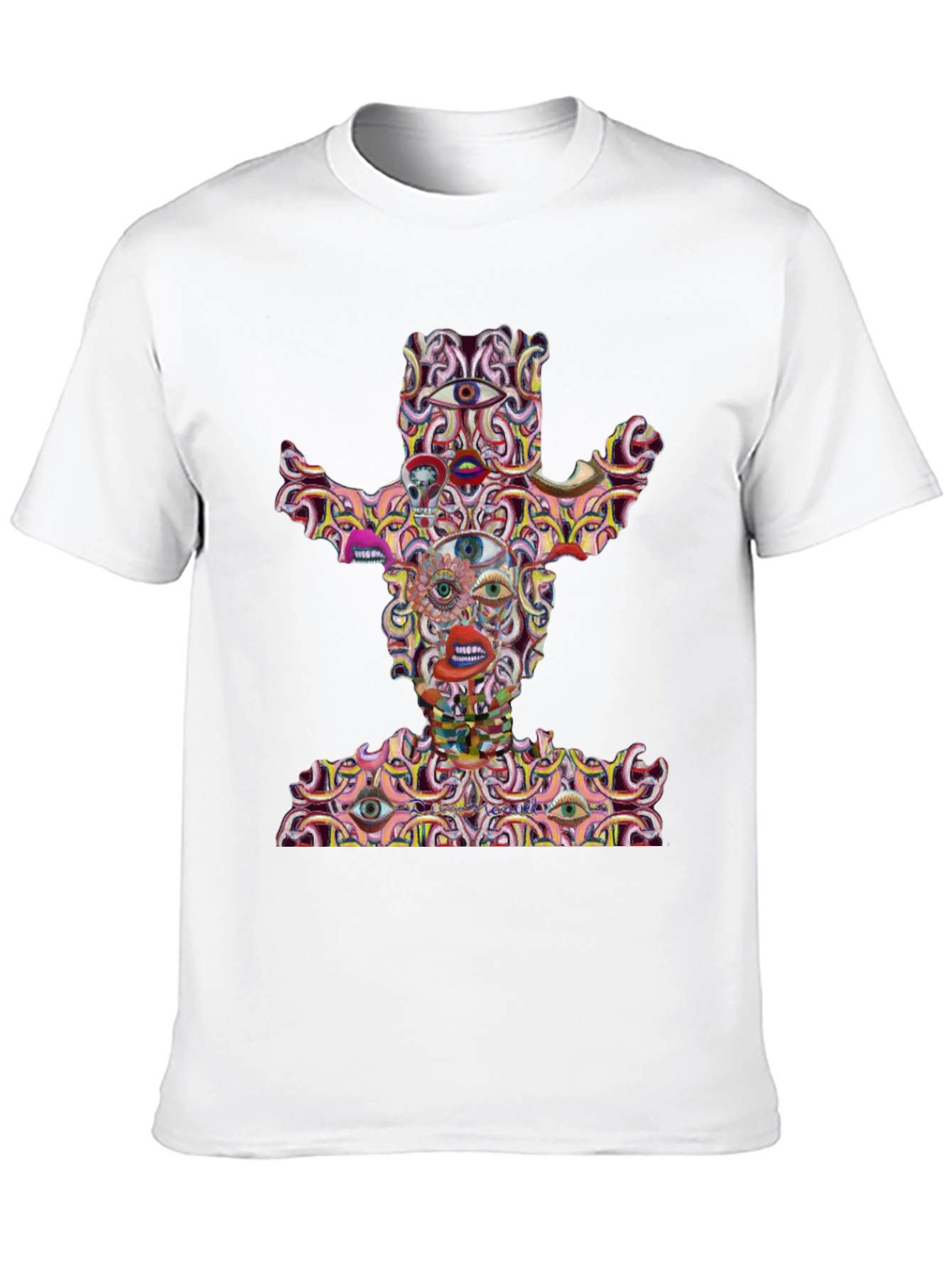 Camiseta Negra con Diseño Abstracto de Vaquero