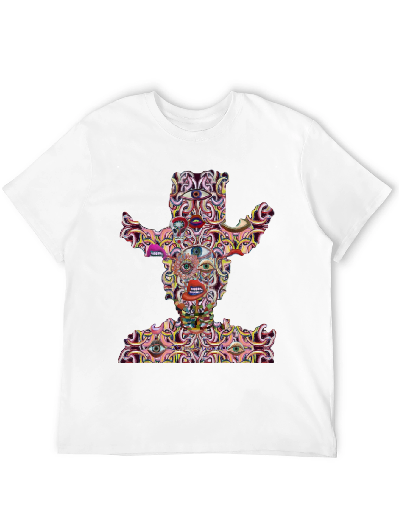 Camiseta Negra con Diseño Abstracto de Vaquero