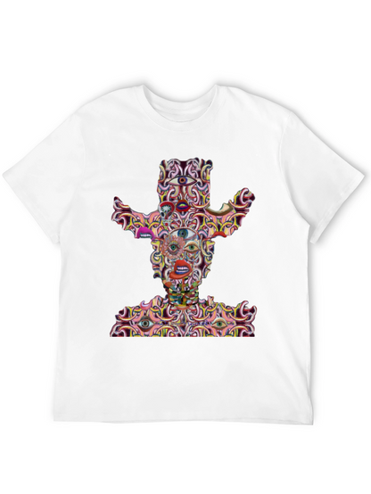 Camiseta Negra con Diseño Abstracto de Vaquero
