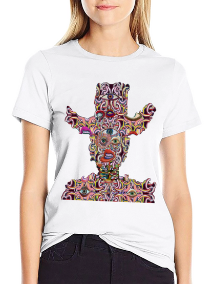 Camiseta Negra con Diseño Abstracto de Vaquero