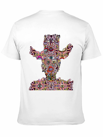 Camiseta Negra con Diseño Abstracto de Vaquero
