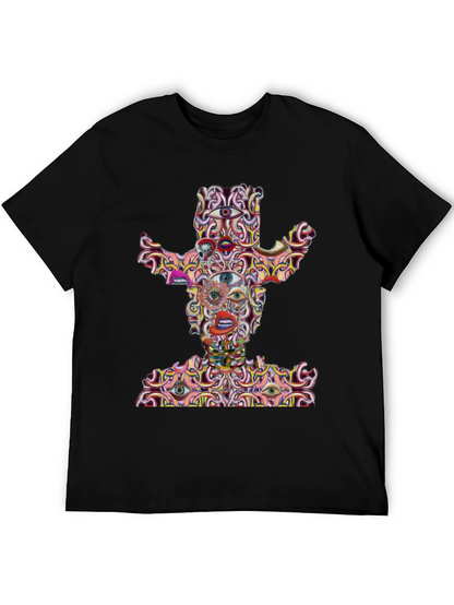 Camiseta Negra con Diseño Abstracto de Vaquero