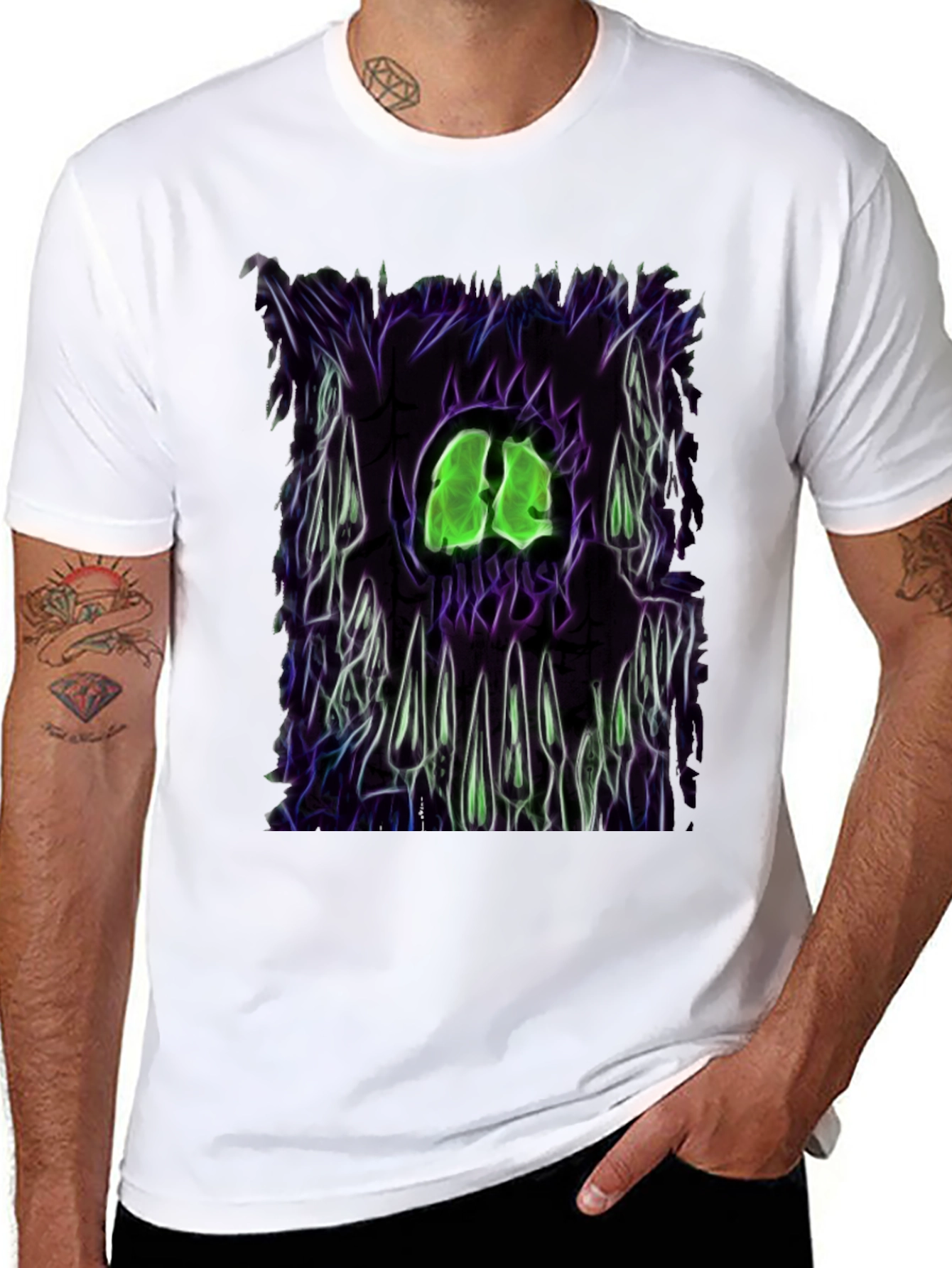 Camiseta Negra con Diseño Gráfico Monstruoso