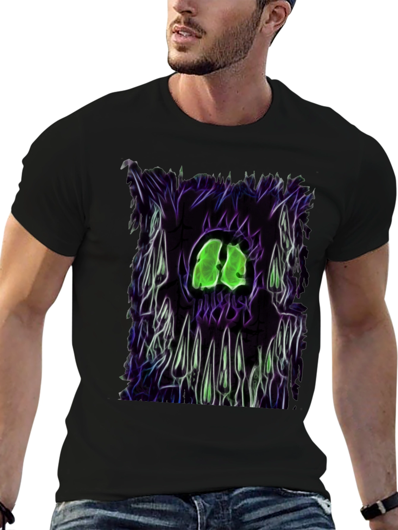 Camiseta Negra con Diseño Gráfico Monstruoso