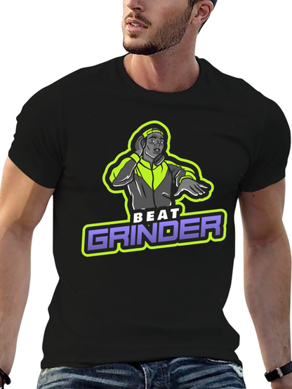 Camiseta Negra Beat Grinder Diseño DJ Retro