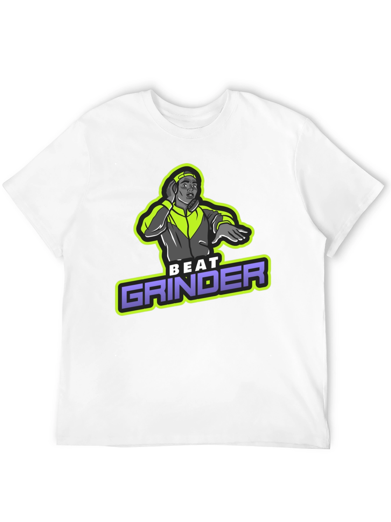 Camiseta Negra Beat Grinder Diseño DJ Retro