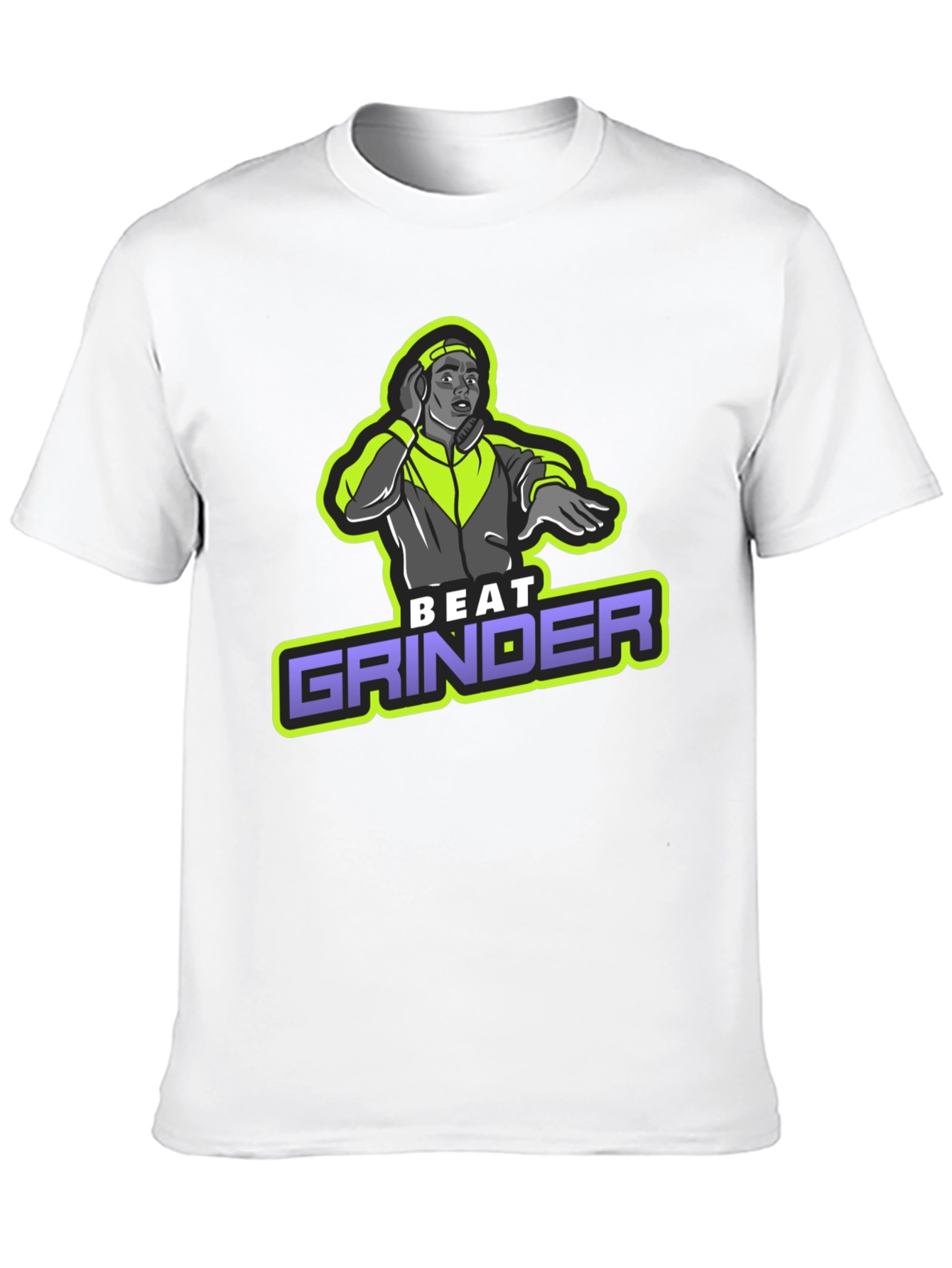 Camiseta Negra Beat Grinder Diseño DJ Retro