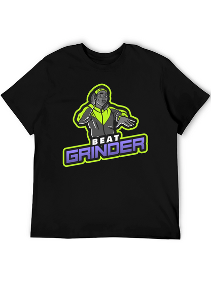 Camiseta Negra Beat Grinder Diseño DJ Retro