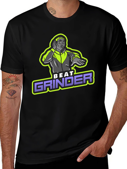 Camiseta Negra Beat Grinder Diseño DJ Retro