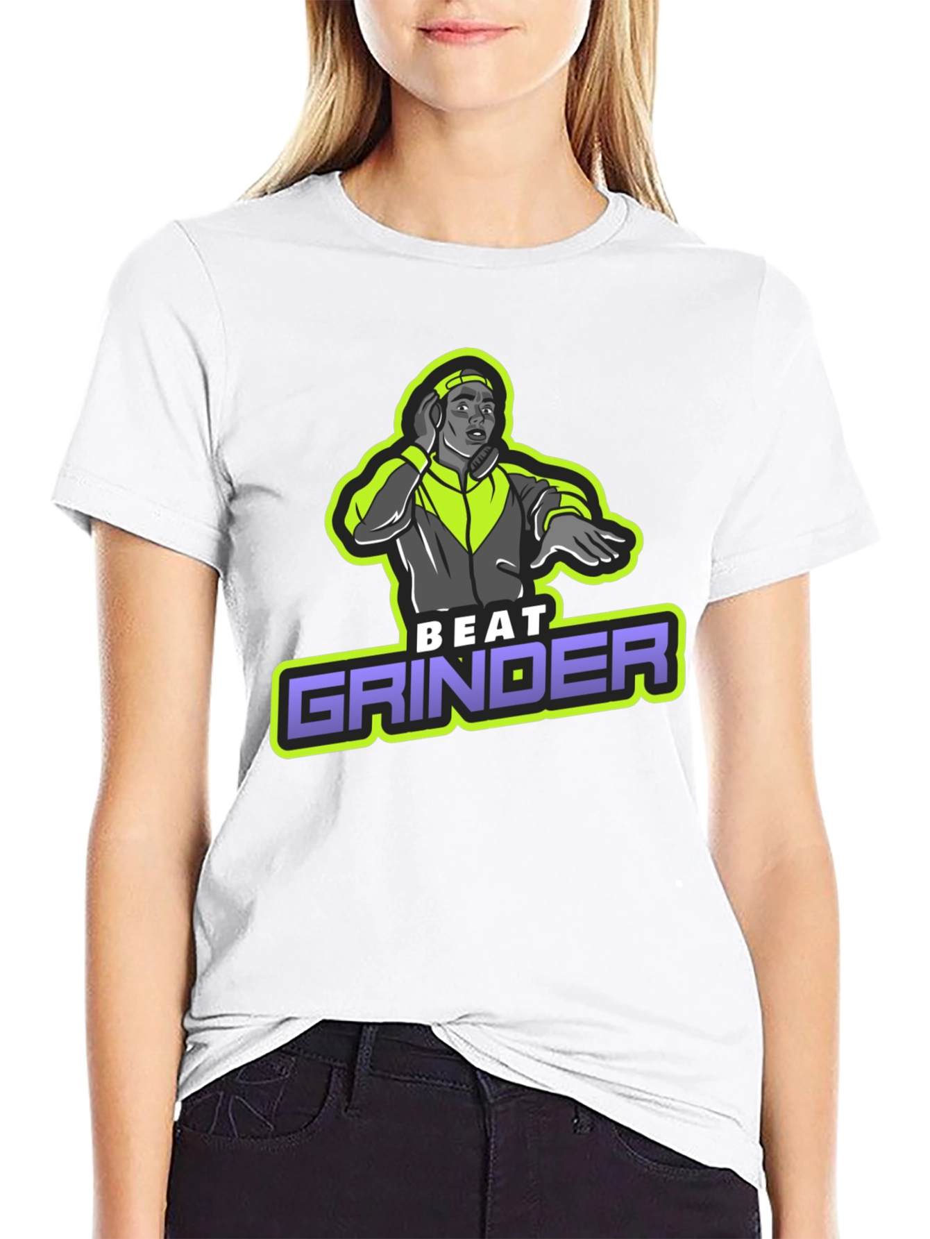 Camiseta Negra Beat Grinder Diseño DJ Retro