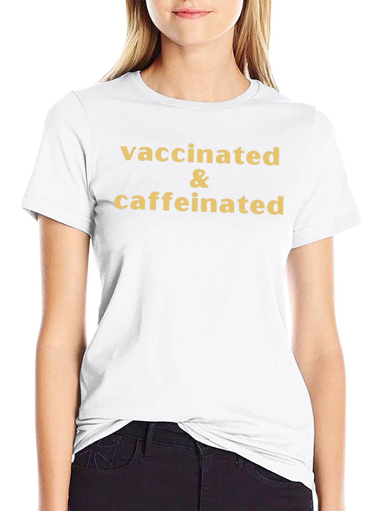Camiseta Vacunado y Con Cafeína - Estilo Casual