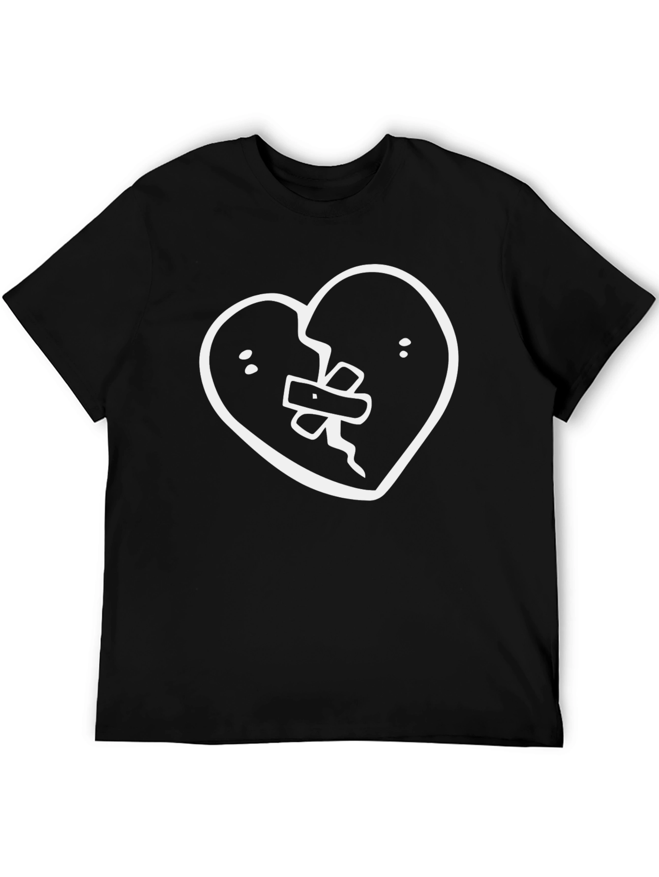 Camiseta Negra con Corazón Roto Vendado