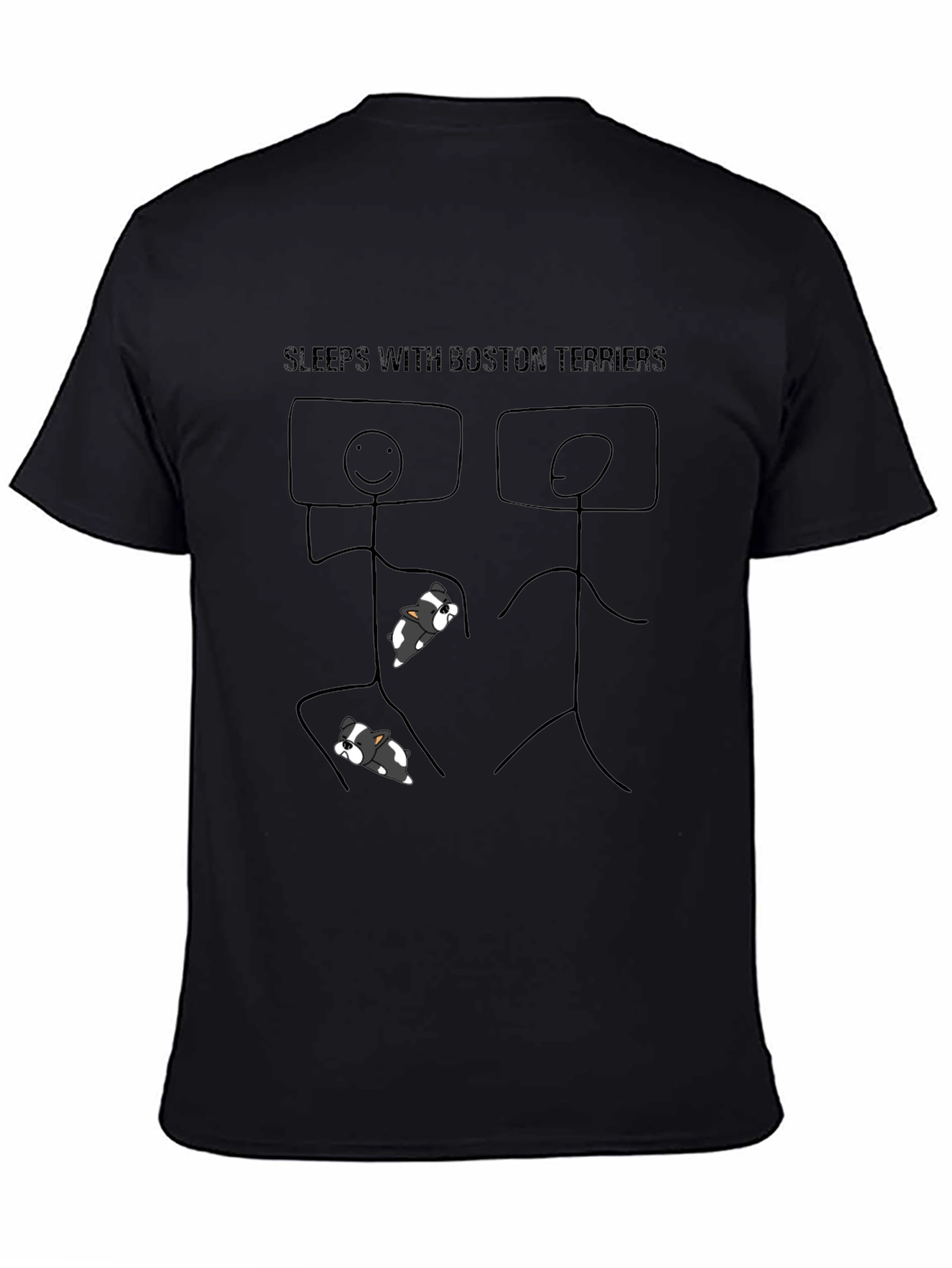 Camiseta Negra Duermo Con Boston Terriers