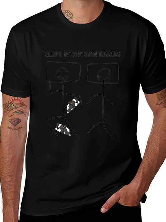 Camiseta Negra Duermo Con Boston Terriers