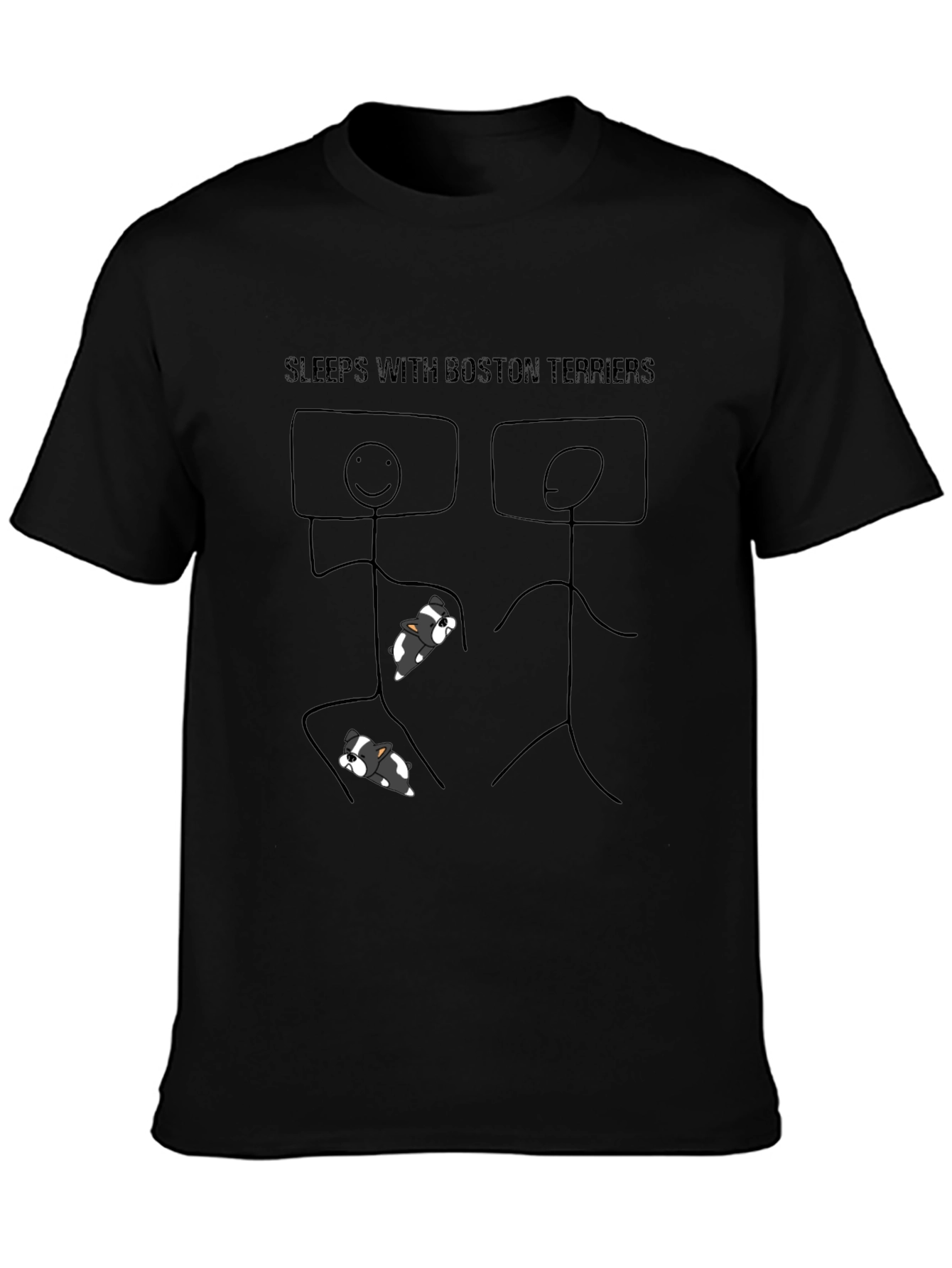 Camiseta Negra Duermo Con Boston Terriers
