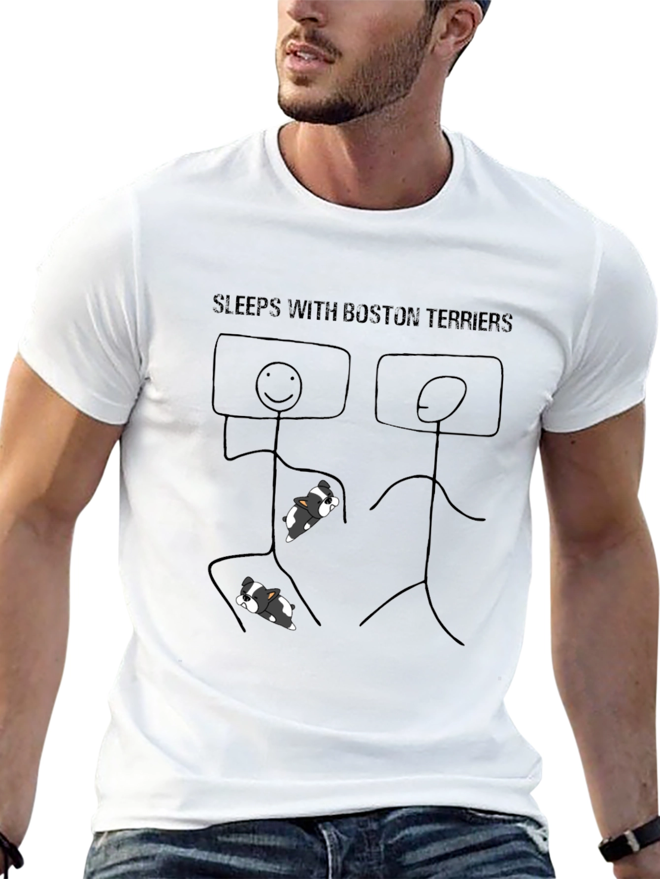 Camiseta Negra Duermo Con Boston Terriers