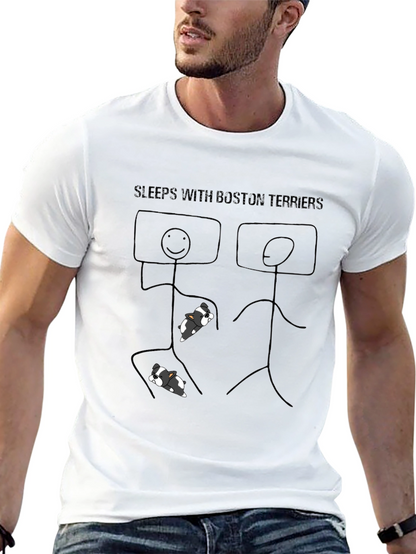Camiseta Negra Duermo Con Boston Terriers