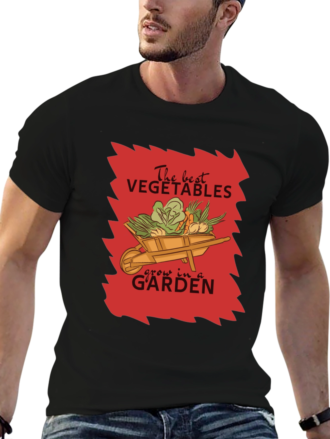 Camiseta Negra Jardinería The Best Vegetables