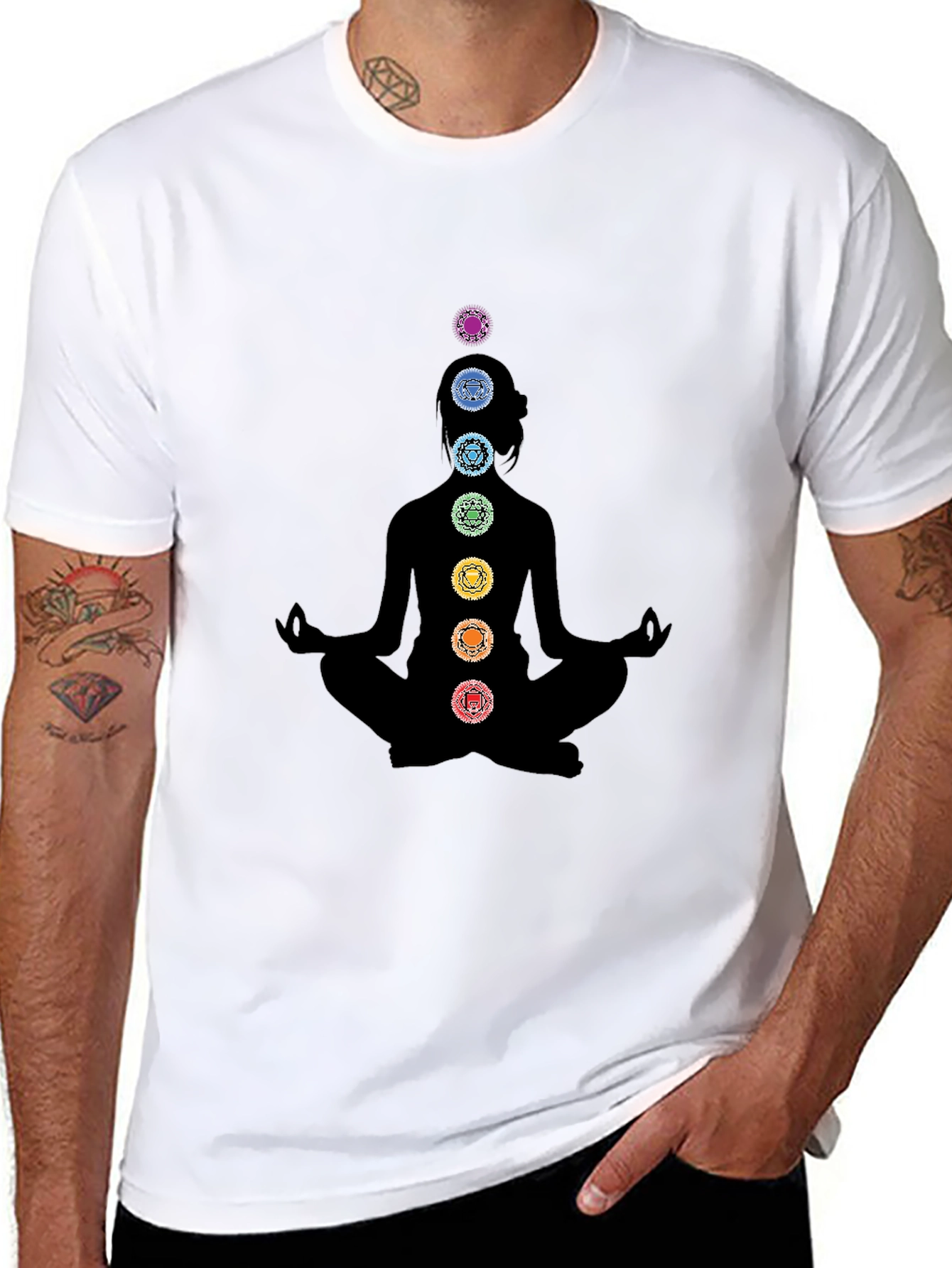 Camiseta Negra Yoga Chakras