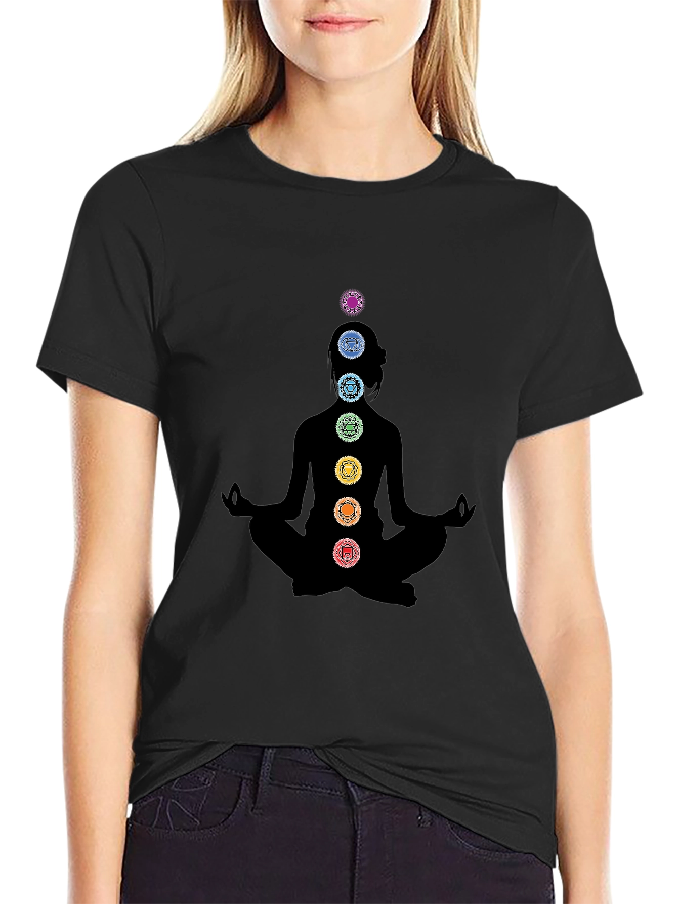 Camiseta Negra Yoga Chakras