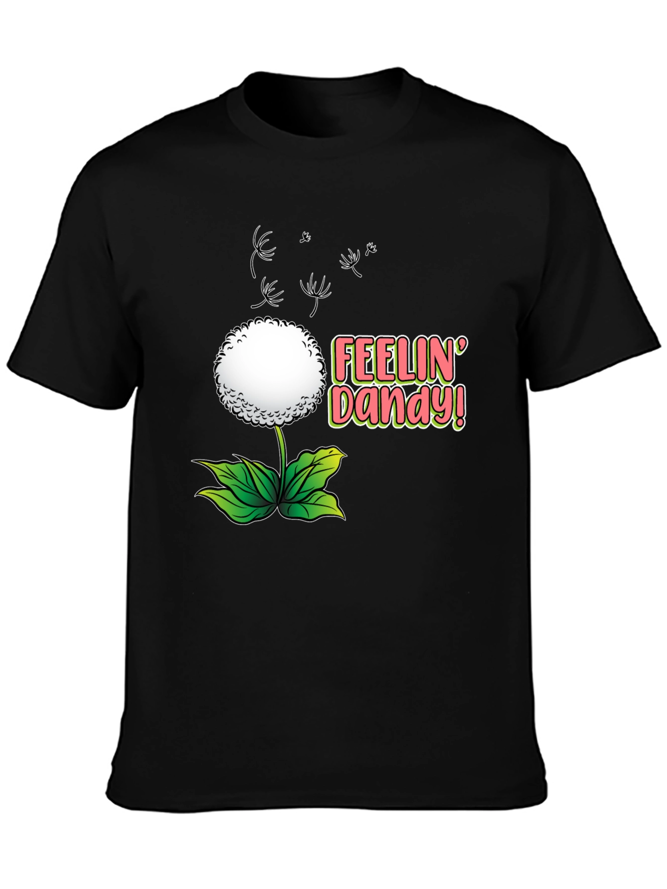 Camiseta Negra Diente de León - ¡Siente la Alegría!