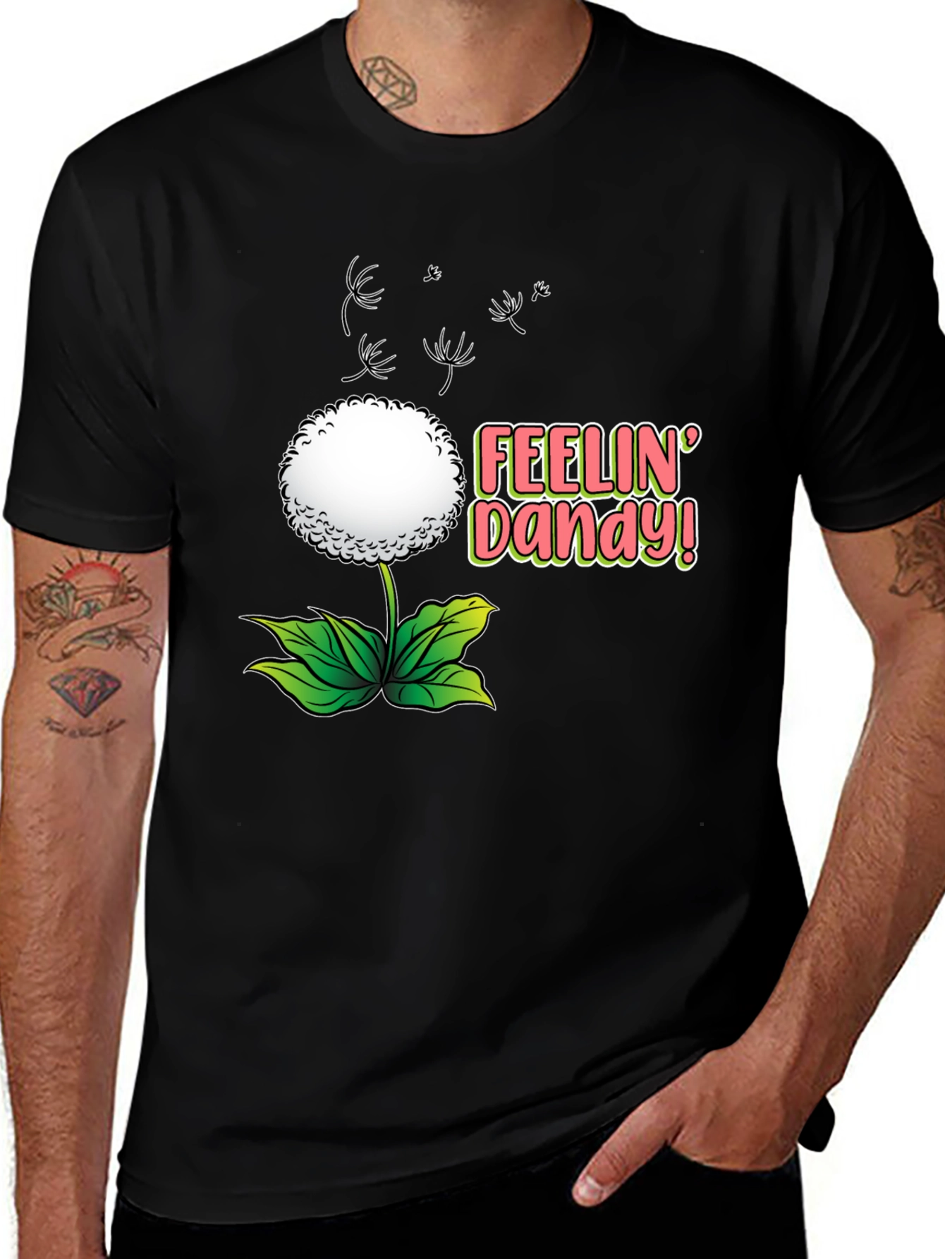 Camiseta Negra Diente de León - ¡Siente la Alegría!