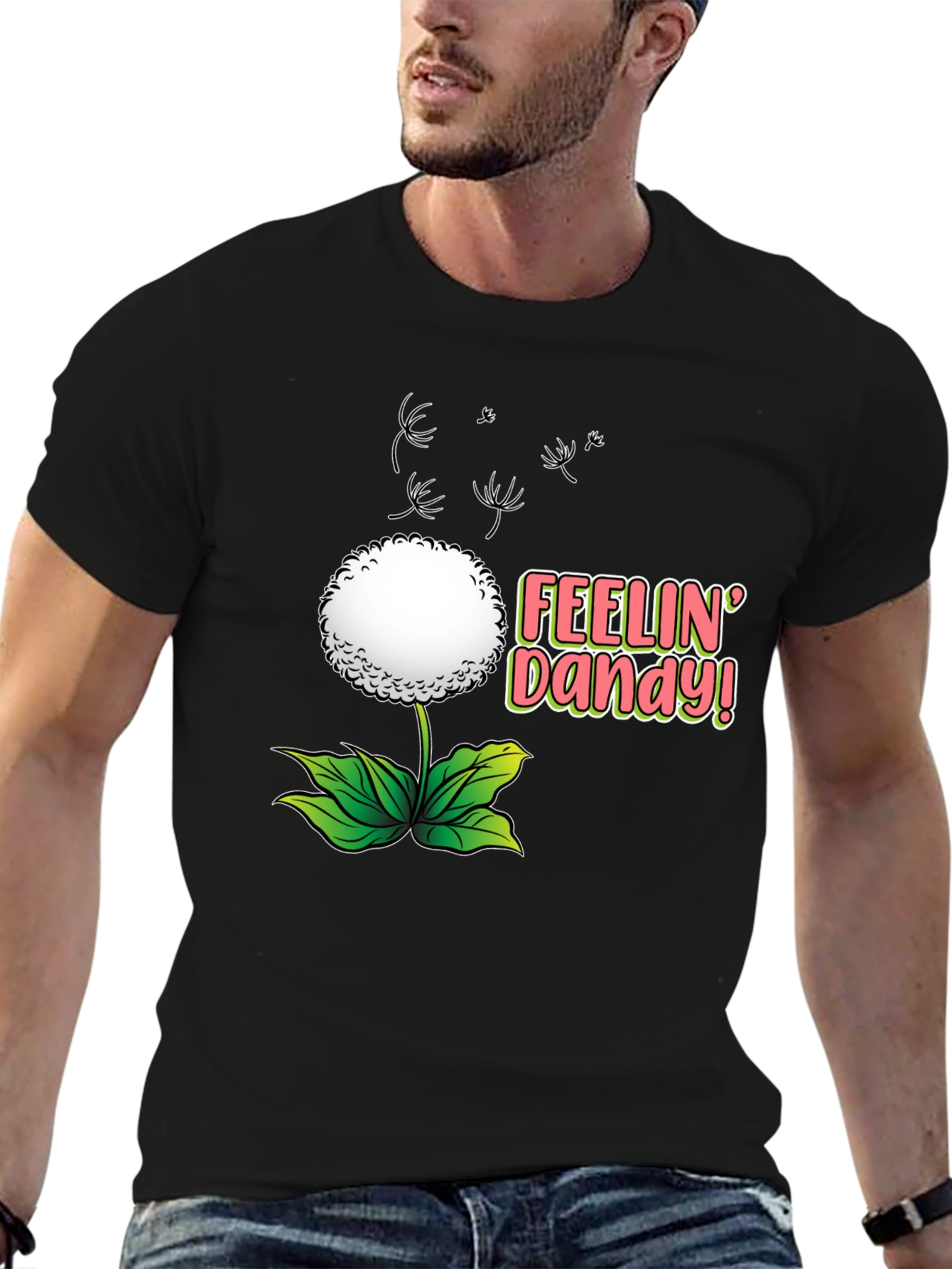 Camiseta Negra Diente de León - ¡Siente la Alegría!