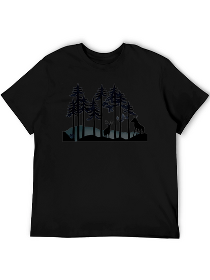 Camiseta Negra Bosque Nocturno