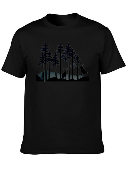 Camiseta Negra Bosque Nocturno