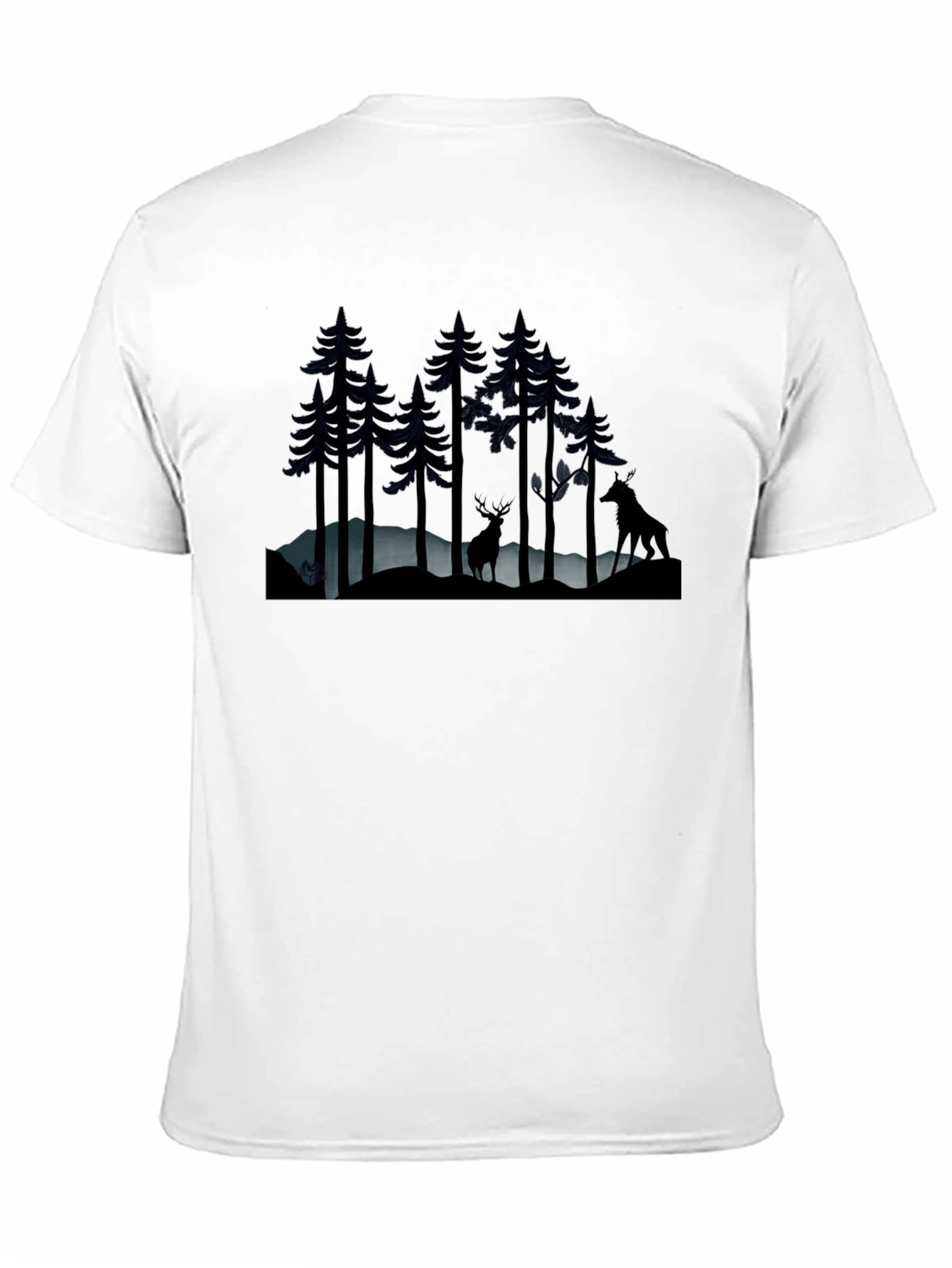 Camiseta Negra Bosque Nocturno