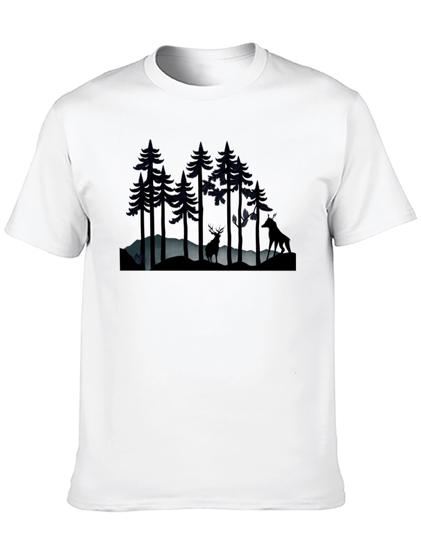 Camiseta Negra Bosque Nocturno