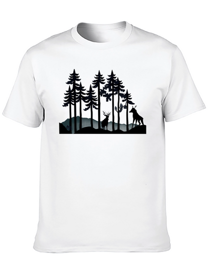 Camiseta Negra Bosque Nocturno