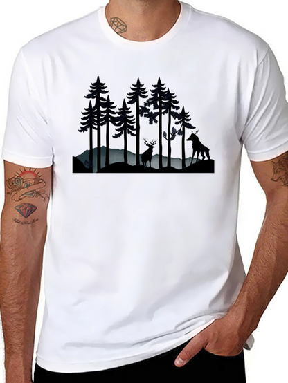 Camiseta Negra Bosque Nocturno