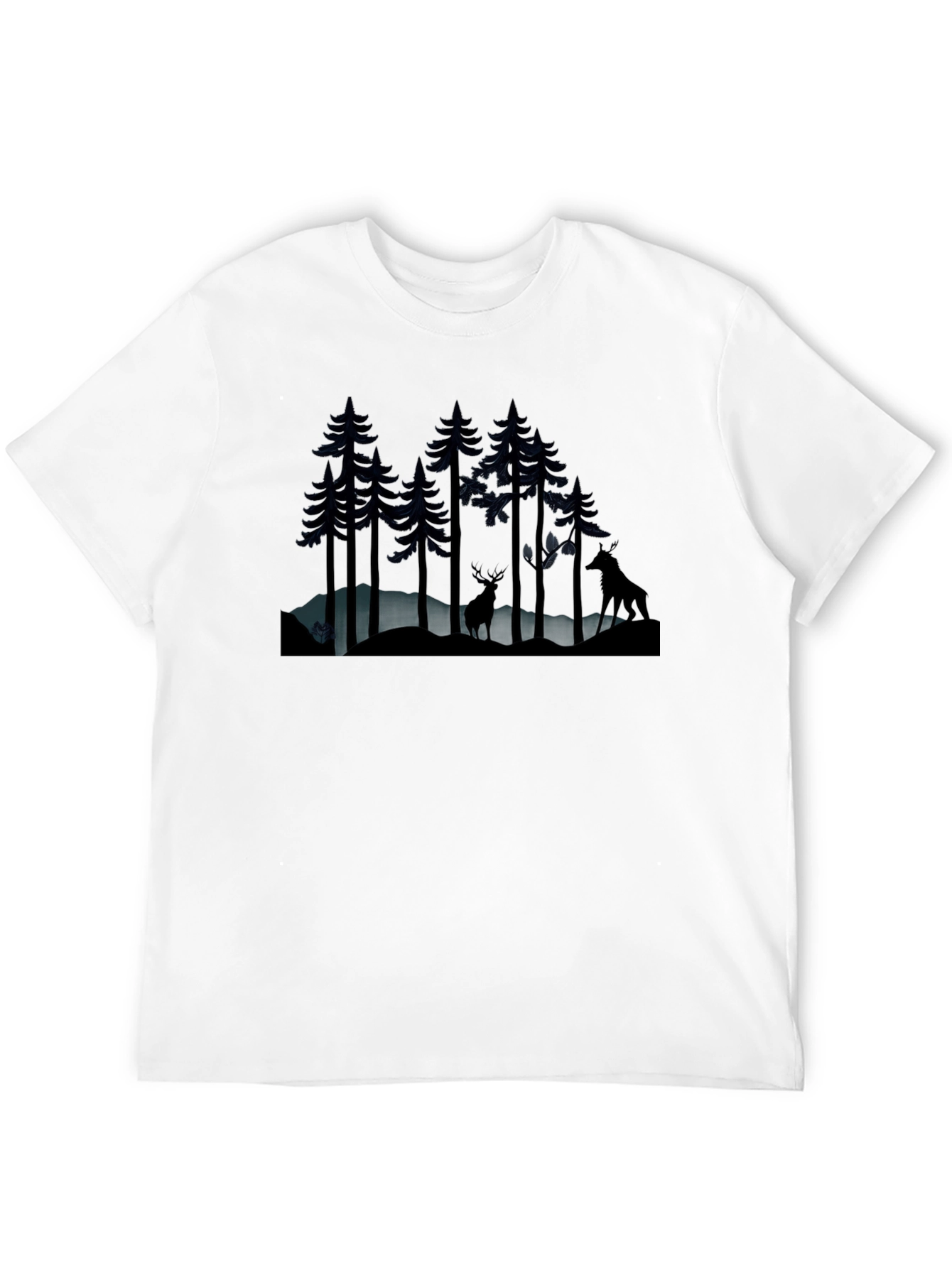 Camiseta Negra Bosque Nocturno