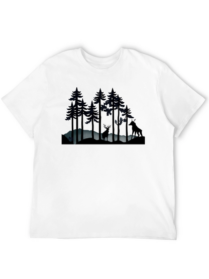 Camiseta Negra Bosque Nocturno