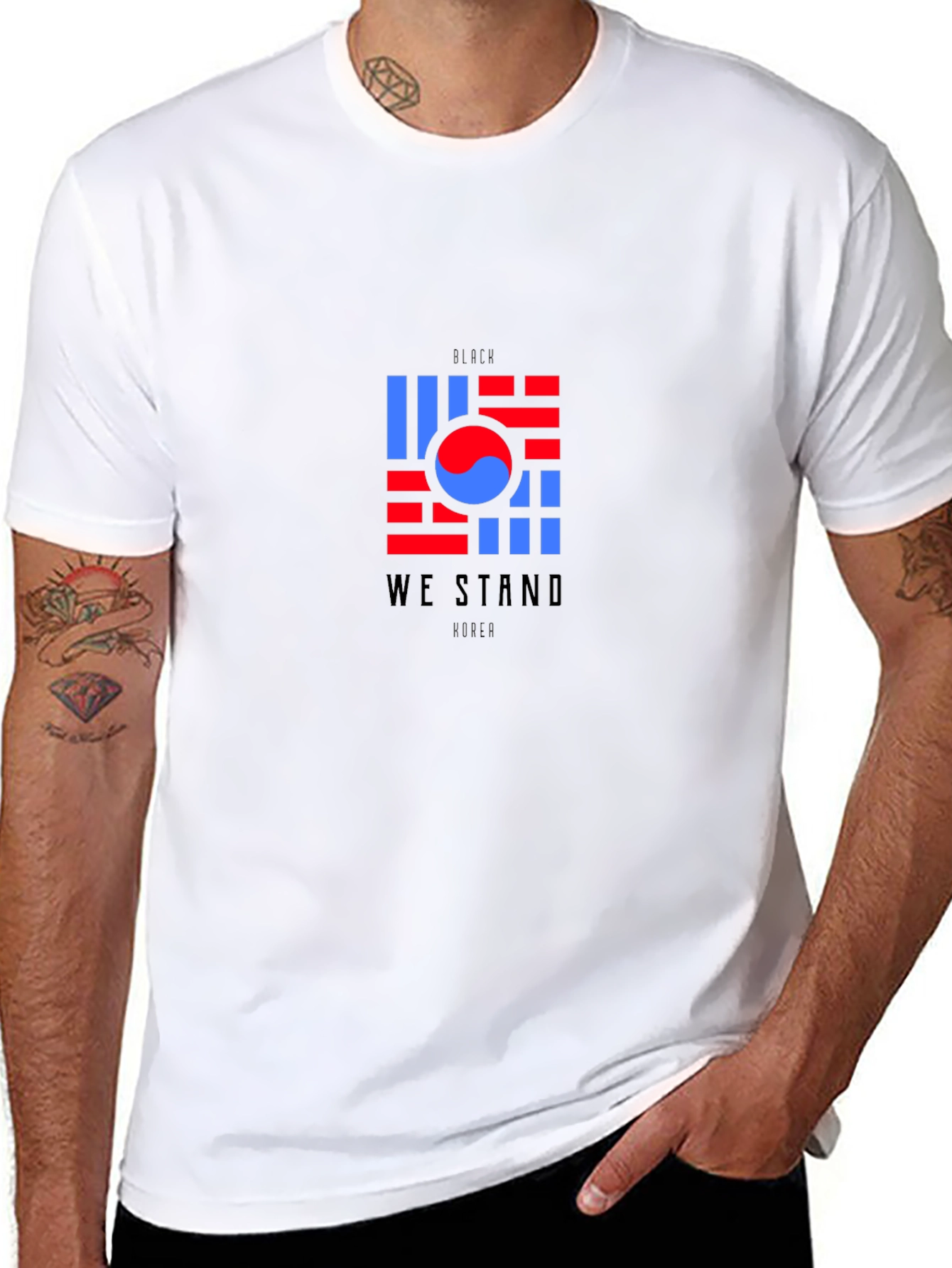 Camiseta Negra Diseño Bandera Coreana
